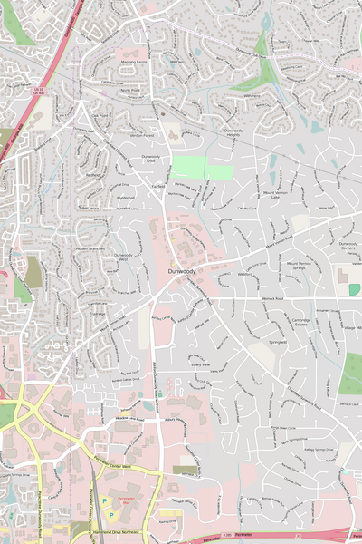 Detailed Editable Vector Map of  Dunwoody