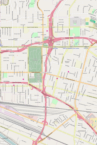 Detailed Editable Vector Map of  East Los Angeles