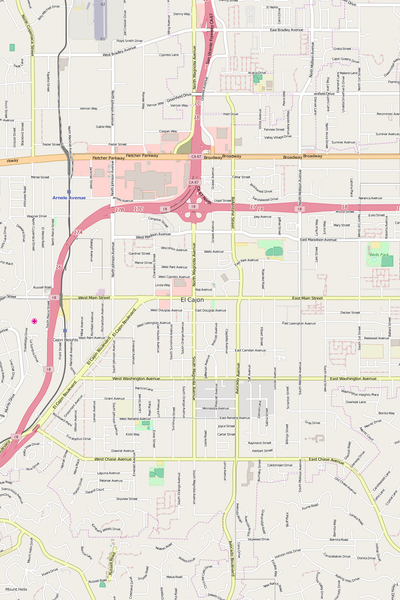 Detailed Editable Vector Map of  El Cajon