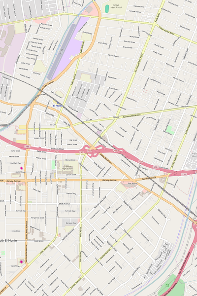 Detailed Editable Vector Map of  El Monte