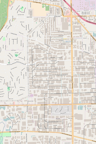 Detailed Editable Vector Map of  Elk Grove Village