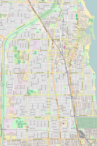 Detailed Editable Vector Map of  Evanston