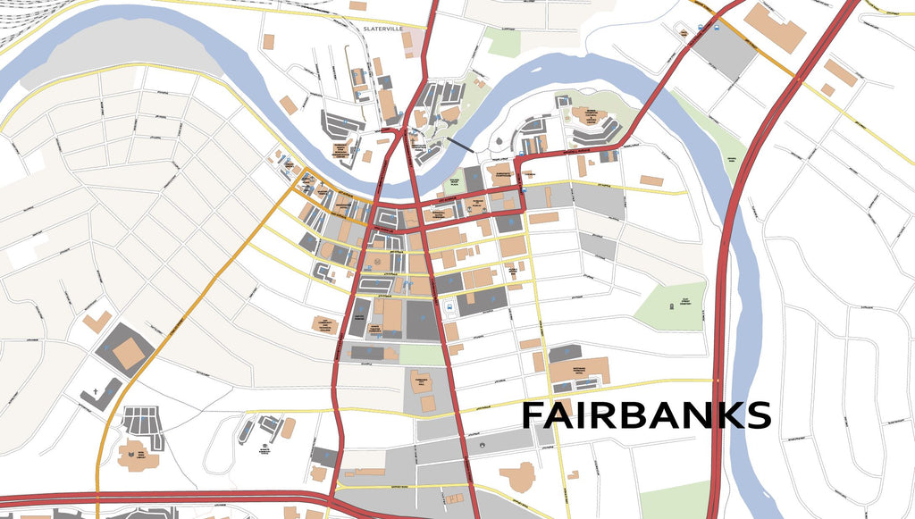 Editable City Map of Fairbanks, AK