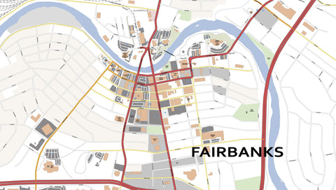 Editable City Map of Fairbanks, AK