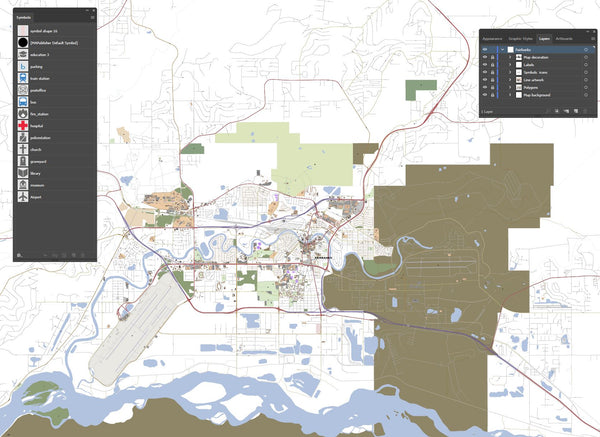 Editable City Map of Fairbanks, AK