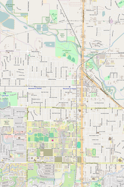 Detailed Editable Vector Map of  Fort Collins