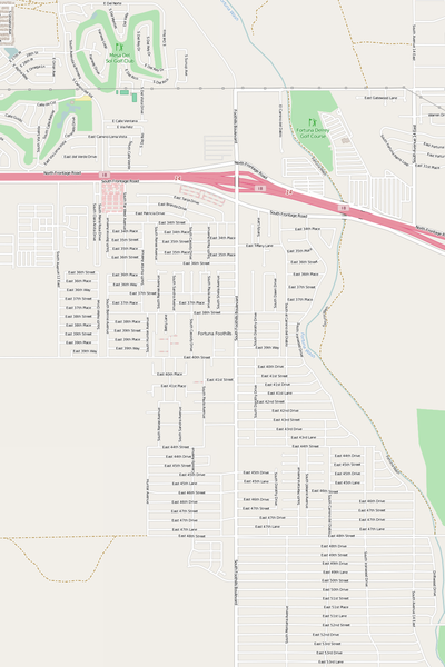 Detailed Editable Vector Map of  Fortuna Foothills