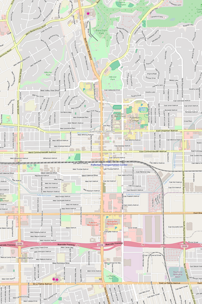 Detailed Editable Vector Map of  Fullerton