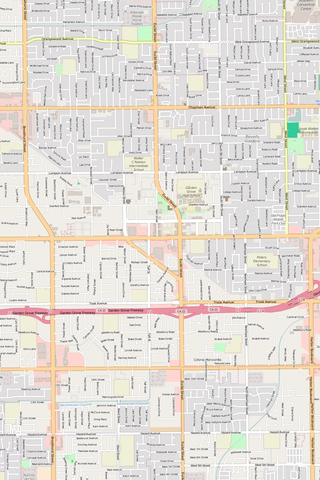 Detailed Editable Vector Map of  Garden Grove