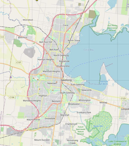 Editable City Map of Geelong - Australia