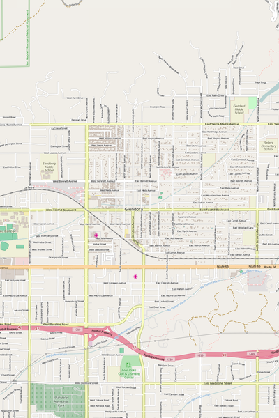 Detailed Editable Vector Map of  Glendora