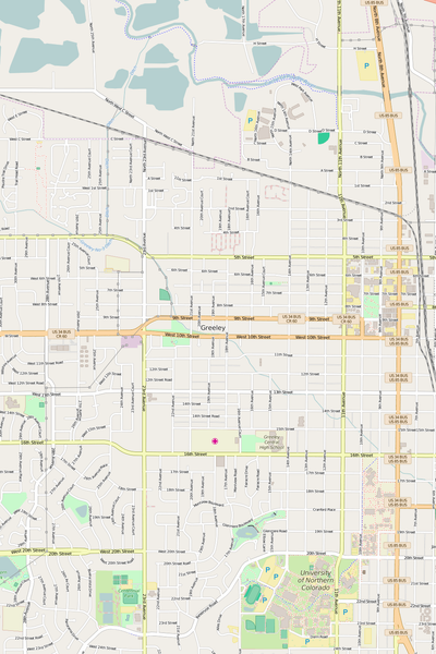 Detailed Editable Vector Map of  Greeley