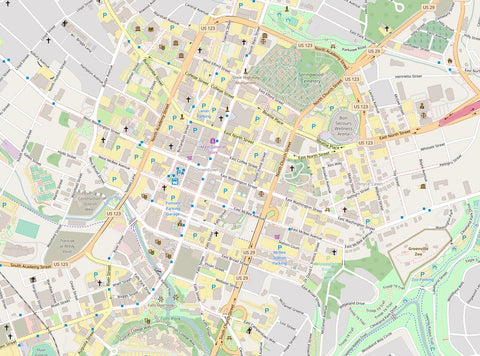 Editable City Map of Greenville