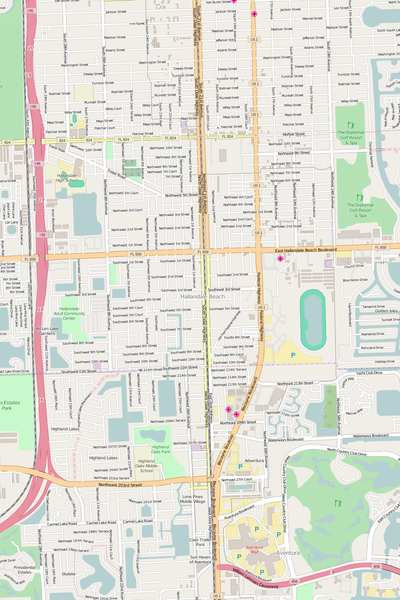 Detailed Editable Vector Map of  Hallandale Beach