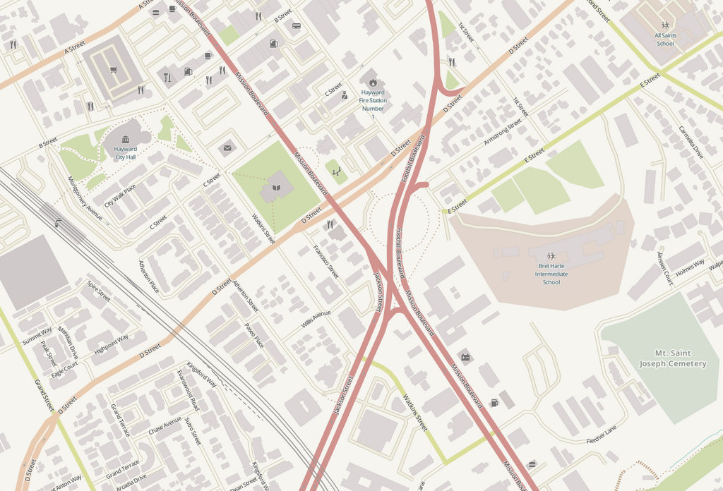 Editable City Map of Hayward, CA