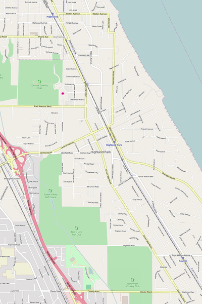 Detailed Editable Vector Map of  Highland Park