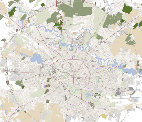 Editable City Map of Bucharest