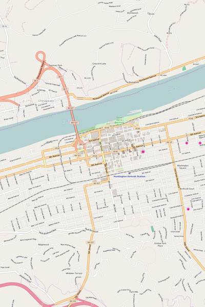 Detailed Editable Vector Map of  Huntington