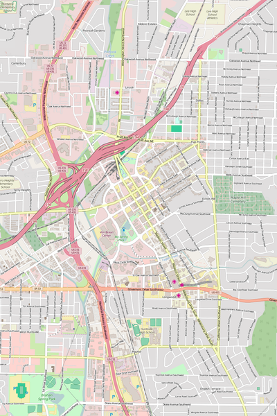 Detailed Editable Vector Map of  Huntsville