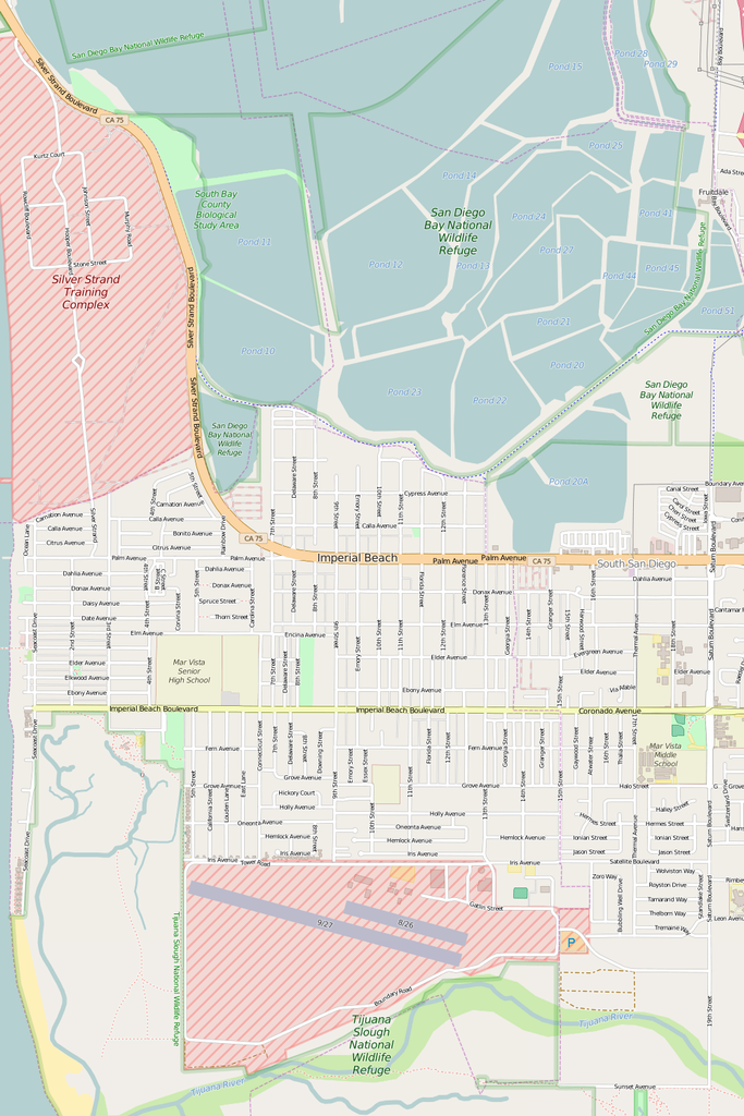 Detailed Editable Vector Map of Imperial Beach