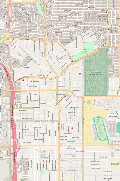 Detailed Editable Vector Map of  Inglewood