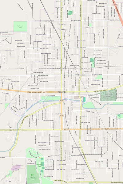 Detailed Editable Vector Map of  Kokomo
