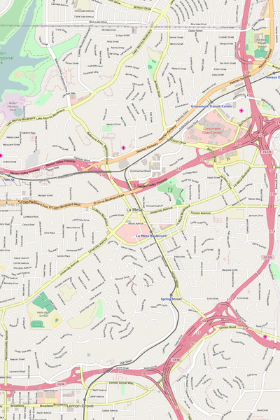 Detailed Editable Vector Map of  La Mesa