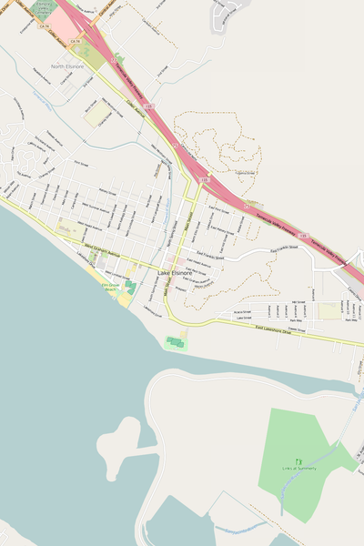 Detailed Editable Vector Map of  Lake Elsinore