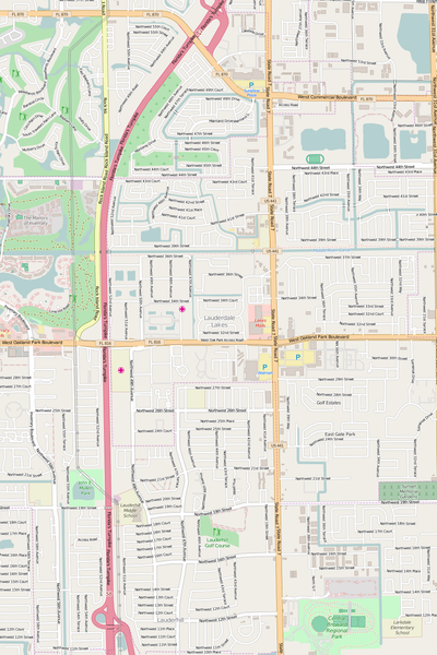 Detailed Editable Vector Map of  Lauderdale Lakes