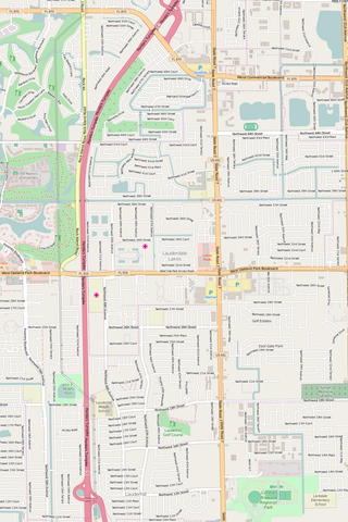 Detailed Editable Vector Map of  Lauderdale Lakes