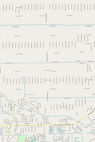 Detailed Editable Vector Map of  Lehigh Acres
