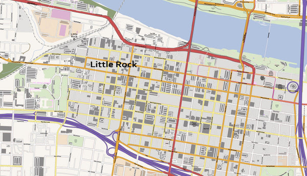 Editable City Map of Little Rock, AR