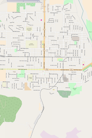 Detailed Editable Vector Map of  Lompoc