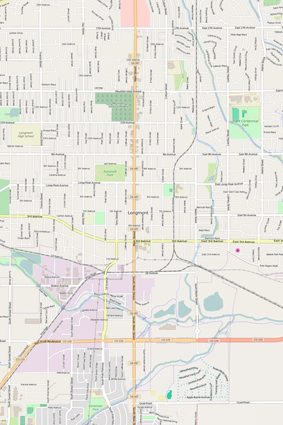 Detailed Editable Vector Map of  Longmont