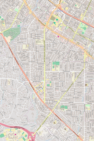 Detailed Editable Vector Map of  Los Altos
