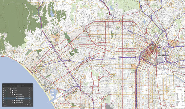 Editable City Map of Santa Monica