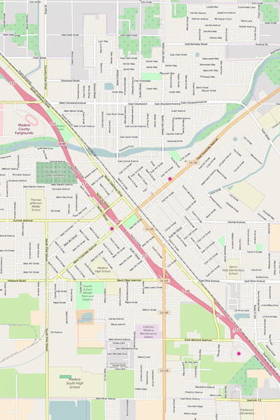 Detailed Editable Vector Map of  Madera