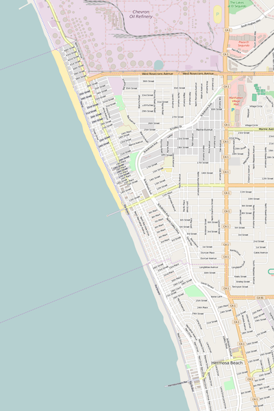 Detailed Editable Vector Map of  Manhattan Beach