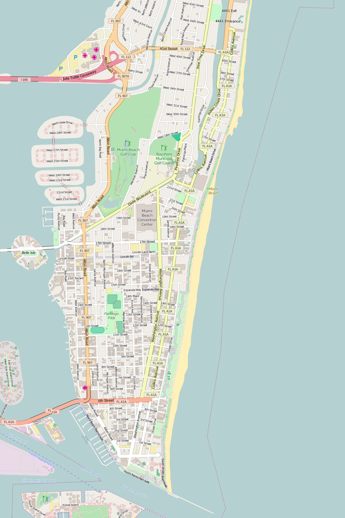 Mami Mp Detailed Editable Vector Map of Miami Beach – Map Illustrators