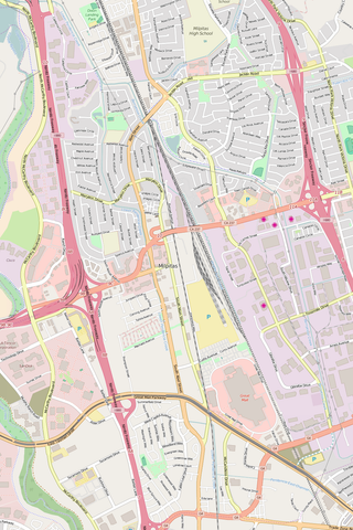 Detailed Editable Vector Map of  Milpitas