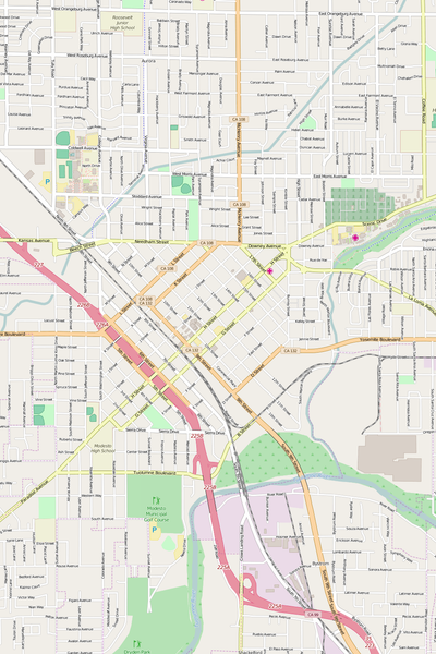 Detailed Editable Vector Map of  Modesto