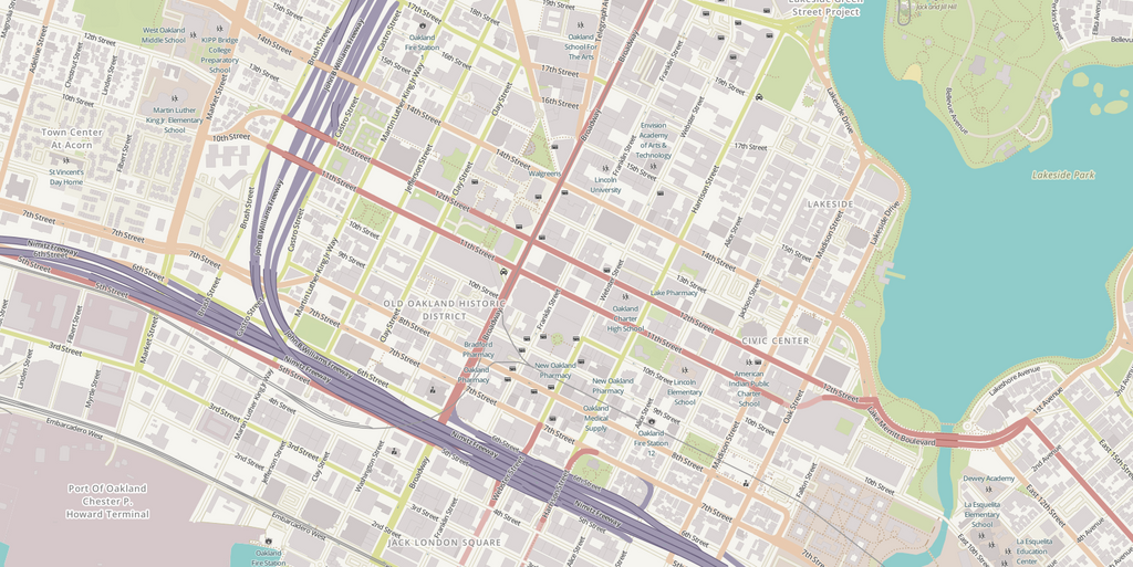 Editable City Map of Oakland, CA