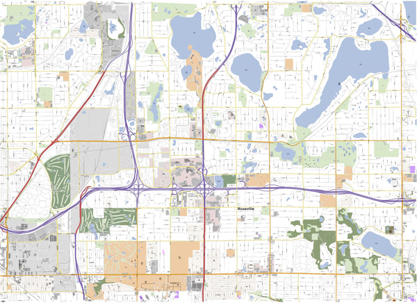 Editable City Map of Roseville - MI