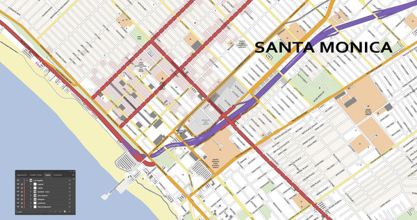 Editable City Map of Santa Monica