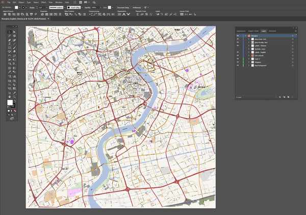 Shanghai City Map - English and Chinese Street Names