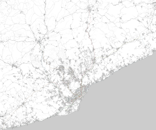 Editible Vector Public Transport Map Barcelona