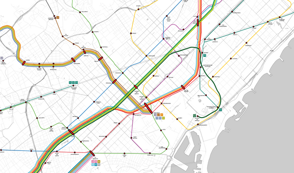 Editible Vector Public Transport Map Barcelona