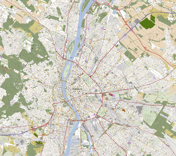 Editable City Map of Budapest