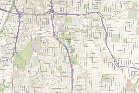 Editable City Map of Kansas City