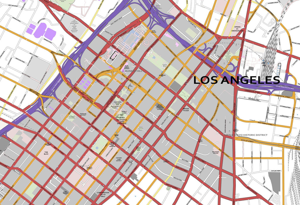 Editable City Map of Los Angeles